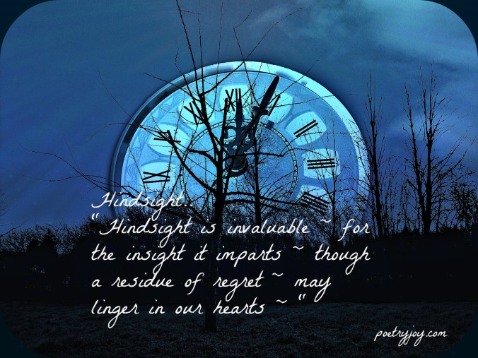 Hindsight poem pin for Poetry Joy