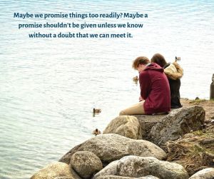Maybe we promise quote - couple sitting on boulders by the sea (C) joylenton @poetryjoy.com