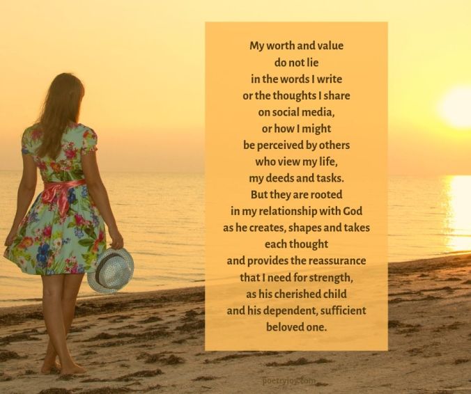 goal - pausing poem excerpt (C) joylenton @poetryjoy.com - girl at the beach - worth and value 